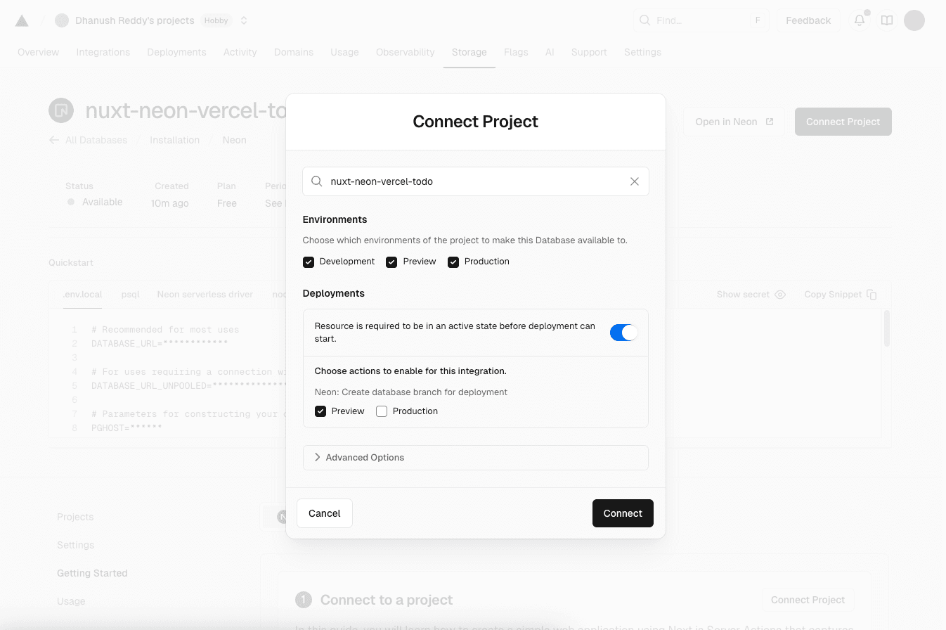 Connect Vercel Project and enable Preview deployments