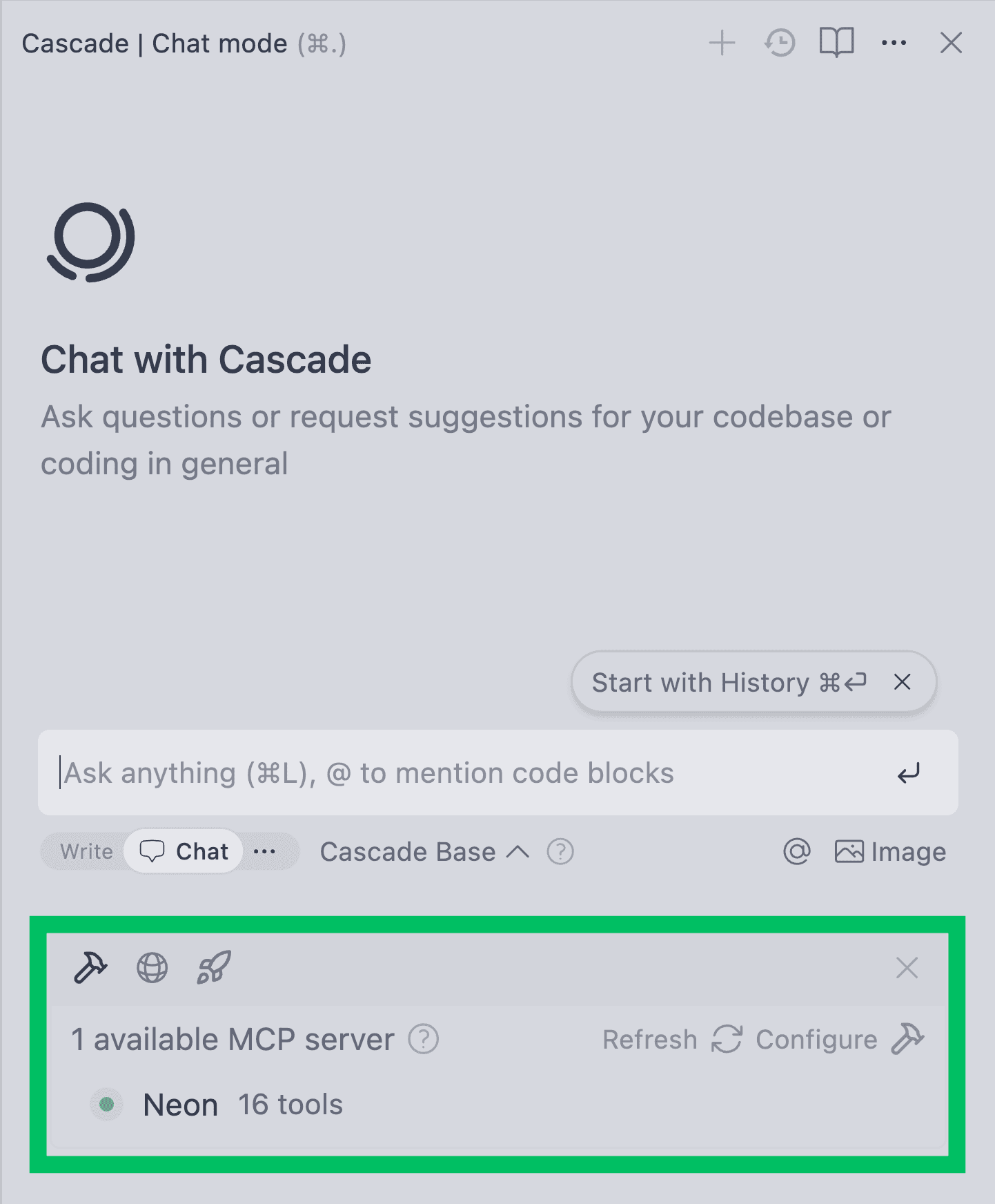Windsurf MCP Toolbar with Server Available